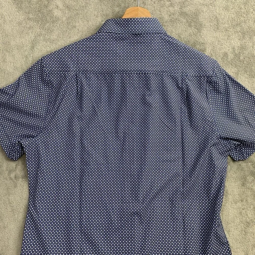 7 Diamonds Shirt Mens Small Blue Deep Water 4 Way Stretch Woven Button Up Preppy